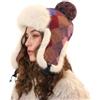 NICEYEA, Cappello invernale da donna a maglia con risvolto per le orecchie, caldo, in pile foderato, cappello con teschio, paraorecchie, cappello da neve, Viola, Taglia unica