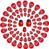 CYIOU - 300 mini coccinelle in legno autoadesive per decorazioni per feste, artigianato per fai da te, creazione di biglietti, vasi di fiori, cornici per foto, decorazioni per feste (3 dimensioni)