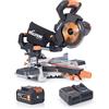 Evolution Power Tools Evolution R185SMS-Li Troncatrice scorrevole cordless per taglio multi-materiale, smusso 45°, bisello 50°, 850 W - Include batteria 4 Ah e caricabatterie, lama TCT da 185 MM, 3 anni di garanzia