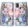 Mo-Somnus Cover per Samsung Galaxy M31, Custodia in PU Pelle Magnetica Libro Flip Caso Antiurto Portafoglio [Supporto Stand] con Porta Carte e Cinturino da Polso Wallet Case (Fiore 3)
