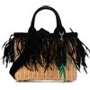 Prada Pre-Owned - Borsa a tracolla Canapa Trimmed Feather Midollino 2013-2023 - Donna - cotone e paglia/tela - Taglia unica - Marrone