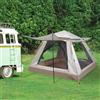 WMLBK Tenda da campeggio, tenda pop up con portico per 3 persone, impermeabile e antivento, grande telaio in alluminio, tenda istantanea automatica per 4 stagioni, per viaggi (beige, 215 x 215 cm)