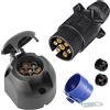 SPARKMOTO Spina Rimorchio 7 Poli E Presa Rimorchio 7 Poli, 12V Spina E Presa Rimorchio 7 Poli Impermeabile Connettori Rimorchio,Presa 7 Poli Rimorchio Spina 7 Poli con Porta Spina rimorchio Blu