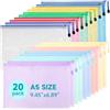 Mutsitaz 20 Pezzi Sacchetto di Zip Impermeabile A5, Buste Plastica Zip,Trasparenti Cartelline Portadocumenti, per Documenti, Ricevute, Materiale Scolastico, Accessori da Viaggio,10 Colori