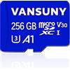 Vansuny Micro SD 256 GB, Vansuny Scheda SD 256 GB fino a 100 MB/sec(R), Scheda Micro SD 256 GB con Adattatore SD, A1, U3, C10, V30