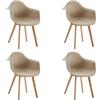 EGOONM Set di 4 sedie da cucina nordica PP per sala da pranzo con gambe in legno massello, sedie per camera da letto, soggiorno, cucina (marrone)