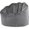 icon Sirena Pouf Poltrona, Grigio Scuro, Sedia Velluto, Grande Pouf Sacco con Riempimento Incluso, Poltrona Conchiglia, Camera da Letto, Soggiorno, Mobili Soggiorno