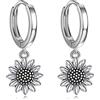 POPLYKE Orecchini a forma di girasole antichi orecchini in argento sterling con occhi malvagi per le donne orecchini a cerchio regali per ragazze ipoallergenici, Argento sterling, Nessuna pietra