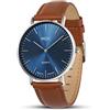 Infantry MDC - Orologio da polso da uomo, minimalista, ultra sottile, 6,5 mm, stile business casual, orologio analogico al quarzo con cinturino in pelle marrone, regalo professionale da uomo