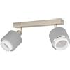Eglo Lampada da soffitto Bellizzi, lampada da soffitto con 2 faretti, faretti regolabili, tessuto grigio e bianco, faretti da soffitto con attacco E14