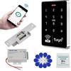QTTYELOK WiFi Tuya APP Kit di Sistemi di Controllo Accessi Tastiera RFID Impermeabile Toccare 125KHz 13.56MHz + Serratura Elettrica di Colpo Della Porta + Alimentatore, 10.000 Capacità Utente