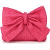 Syrads Straw Bow Clutch Bag per le Donne Estate Paglia Tessuta Borsa a Tracolla per Matrimonio,Rosso rosa