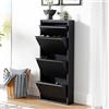 [en.casa] Scarpiera Salvaspazio con 3+1 Contenitori Ribaltabili Portascarpe in Metallo Mobile per Ingresso Giardino Spogliatoio - Nero
