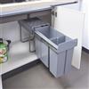 [en.casa] Pattumiera Estraibile con 2 Secchi Raccolta Differenziata con Sistema di Estrazione Scorrevole Bidoni sotto Lavello 1 x 20 L + 1 x 10 L - 48 x 26 x 42 cm Grigio