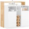 SoBuy Isola Cucina Mobiletto di Stoccaggio, Credenza Multifunzionale con Portabottiglie, Cucina Mobile Bar, Mobile da Soggiorno in Stile con Madia Salvaspazio Bianco 105 x 60 x 105cm KNL07-WN