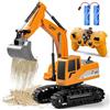 Daioller Escavatore telecomandato da 3 4 5 6 anni, escavatore elettrico con pala metallo/luce/suono/rotazione a 360°, giocattolo idraulico Rc Digger per bambini