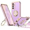 XYZ Cover per Samsung Galaxy A55 5G, con Supporto ad Anello Doppio Cuore, con Cordino per Ragazze e Donne, Cover Protettiva di Lusso Carina e Scintillante per Samsung A55 5G, Viola