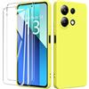 binandteam Cover per Xiaomi Redmi Note 13 4G + 2 Pellicola Protettiva in Vetro Temperato + Gomma Gel di Silicone Liquida Antiurto Custodia per Xiaomi Redmi Note 13 4G (6.67) - Giallo