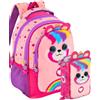 Clondo Zaino Scuola Ergonomico 33x43x15 cm con Astuccio coordinato 3 Scomparti 45 Pezzi - School Pack Completo - Julian Ross Pandacorno Fluffy - Scuola Elementare e Regalo Bambina