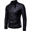 Generico Giacca Ecopelle Primavera Leggero Giubbino Casual Autunnale Bomber Vintage Di Pelle Blu Uomo Chiodo Invernale Elegante Offerte