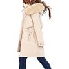 Generico Cappotto Caldo Invernale Giacca Media Lunga Anti Parka con Cappuccio Staccabile in Pelliccia Giubbotto Slim Fit Idrorepellente Donna Cappotti Giacca Trapuntata Donna