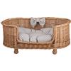 e-wicker24 Alles aus Weide e-wicker24 Naturale Cesta per Cani in Vimini Lettino Cane con Cuscino Morbido Rialzato Divanetto per Cani Cuccia Cani Letto per Cani Taglia Grande Lettini per Cane Divanetto Calmante Animali