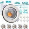 Wondlumi 6x Faretti LED da Incasso per Cartongesso,10W Equivalenti a 100W 850LM,Foro 65-85mm Luce Calda 2700K per Cucina,Interno,Faretti Led Soffitto COB 220V