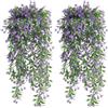 Dremisland 4 Pezzi Piante Finte Cadenti da Esterno Edera Finta con Viola Fiori Piante Artificiali da Interno Resistenti ai Raggi UV Pianta Finta Foglie Finte per Balcone Stanza Patio Ufficio Tavolo