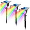 LOTMOS 3Pcs Faretti Solari a Led da Esterno, 20 LED Multi Colore RGB che Cambia Luci da Esterno IP67 Impermeabile Lampade Solari da Giardino Potenti Faretto Esterno per Cortile, Patio, Piscina, Alberi