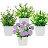 Bafenli 4 Pezzi Mini Piante Artificiali con Vaso Piccolo Pianta Finta con Fiori per Casa Ufficio Tavolo Stanza Bagno Decorazione Interno