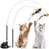 SZSIQI 5 Set Gioco Gatto Interattivo, Giochi per Gatti Interattivi con Uccellino, Giochi Interattivo con Piume, Giocattolo Interattivo per Gatti con Ventosa, Giocattoli Interattivi per Esercizio Interno