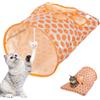 Adiwo Tunnel per Gatti Pieghevole Con 3 Palline e 1 Topolino, Interattivo Gioco a Nascondino per Cuccioli, Conigli, Uso Interno ed Esterno (Arancia)
