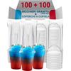 G.M. DISTRIBUZIONE 100 Bicchieri Granita in PP da 350ml + 100 Coperchi A Cupola in Pet, Bicchieri e Coperchi Usa e Getta Trasparenti, Bicchiere Monouso Alta Qualità per Bar e Gelaterie.