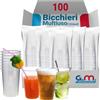 G.M. DISTRIBUZIONE 100 Bicchieri Monouso da 350 Ml in Plastica Trasparente PP, Bicchieri Usa e Getta Multiuso, Cocktail, Birra, Granite, Frappe, Bicchieri Usa e getta per Bar e Lounge Bar