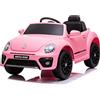 Tecnobike Shop Auto Elettrica per Bambini Volkswagen Maggiolino New Beetle Small 12V Telecomando Luci Led Suoni (Rosa)