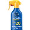 NIVEA SUN Maxi Crema Solare Spray Protect & Hydrate FP 20 270 ml, Crema solare 20 idratante per 48h, Protezione solare 20 resistente all'acqua con vitamina E antiossidante