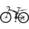 TRIEBAN Mountain bike da 26 pollici, con doppio telaio in fibra di carbonio ammortizzante, per bici da uomo e da donna (nero+bianco)
