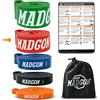 MADGON Super Active Sports, fasce di resistenza, fasce di resistenza perfette per fitness e allenamento, per esercizi di resistenza e potenza, per allenare tutto il corpo, tirale e allena il tuo corpo, SASEIL, Rot (22-56 KG), 208 cm