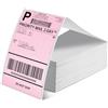 Phomemo Carta termica per stampante per etichette, 4 x 6, 500 pezzi, rosa, 10,2 x 15,2 cm, etichette per spedizioni piegate a ventaglio, etichette impermeabili e resistenti all'olio, etichette adesive