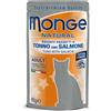 Monge Natural Adult cottura al vapore 80 gr - Tonno con Salmone - Confezione da 24 pezzi - Cibo umido per gatti - 1° ORDINE? scegli lo sconto BZR5 / BZR20 + 200 punti fedeltà