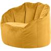 icon Sirena Pouf Poltrona, Giallo, Sedia Velluto, Grande Pouf Sacco con Riempimento Incluso, Poltrona Conchiglia, Camera da Letto, Soggiorno, Mobili Soggiorno