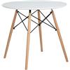 LANTUS Tavolo da pranzo rotondo scandinavo, design bianco con gambe in faggio, tavolo Tower Wood Ø70 cm, tavolo da pranzo scandinavo in legno di faggio (70 x 70 cm)