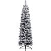 Wakects Albero di Natale Innevato, con Supporto in Metallo, Albero di Natale Artificiale Slim, con Fiocchi di Neve, Decorazione Natalizia da Interno Esterno, 120 cm