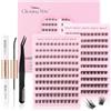 Glowing Win Ciglia Finte Ciuffetti Kit Extension Ciglia Finte Naturali con Colla 240PCS Ciuffi Ciglia Finte fai da te con Bond e Seal Pinzette set extension ciglia Cluster Individual Lashes Mix8-16mm