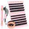 Glowing Win Ciglia Finte Ciuffetti Kit Extension Ciglia Finte Naturali con Colla Ciuffi Ciglia Finte fai da te con Bond e Remover 80D+100D Cluster Lashes Individual Eyelashes