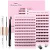 Glowing Win Ciglia Finte Ciuffetti Kit Extension Ciglia Finte Naturali con Colla 240PCS Ciuffi Ciglia Finte fai da te con Bond e Seal Pinzette set extension ciglia Cluster Individual Lashes Mix8-16mm