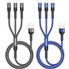 RAVIAD Multi Cavo di Ricarica, 3 in 1 Multiplo Cavetto [2Pezzi, 1.2M] Micro USB Tipo C Lightning Nylon Intrecciato Cavo di Ricarica USB per Samsung S24/S23/S22, iPhone, Huawei P30/P20, Xiaomi, OnePlus