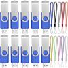 FEBNISCTE Chiavetta USB 256MB 10 Pezzi Portatile Pendrives - Piccola Capacità Penna USB 256 MB Comoda Pennina USB Unità Flash - FEBNISCTE Girevole Pen Drive Blu Pennetta USB 2.0 Chiavi con Cordini per Backup