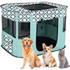 MeYuxg Recinto per Cani da Interno Pieghevole, Recinto per Cuccioli Verde a Scacchi 80 x 60 x 55 cm, Recinto per Gatti Traspirante, Portatile Recinto per Animali pour Gatti, Cani, Conigli