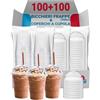 G.M. DISTRIBUZIONE 100 Bicchieri Frappè in PP da 350ml + 100 Coperchi A Cupola in PS, Bicchieri e Coperchi Usa e Getta Trasparenti, Bicchiere Monouso Alta Qualità per Bar e Gelaterie.